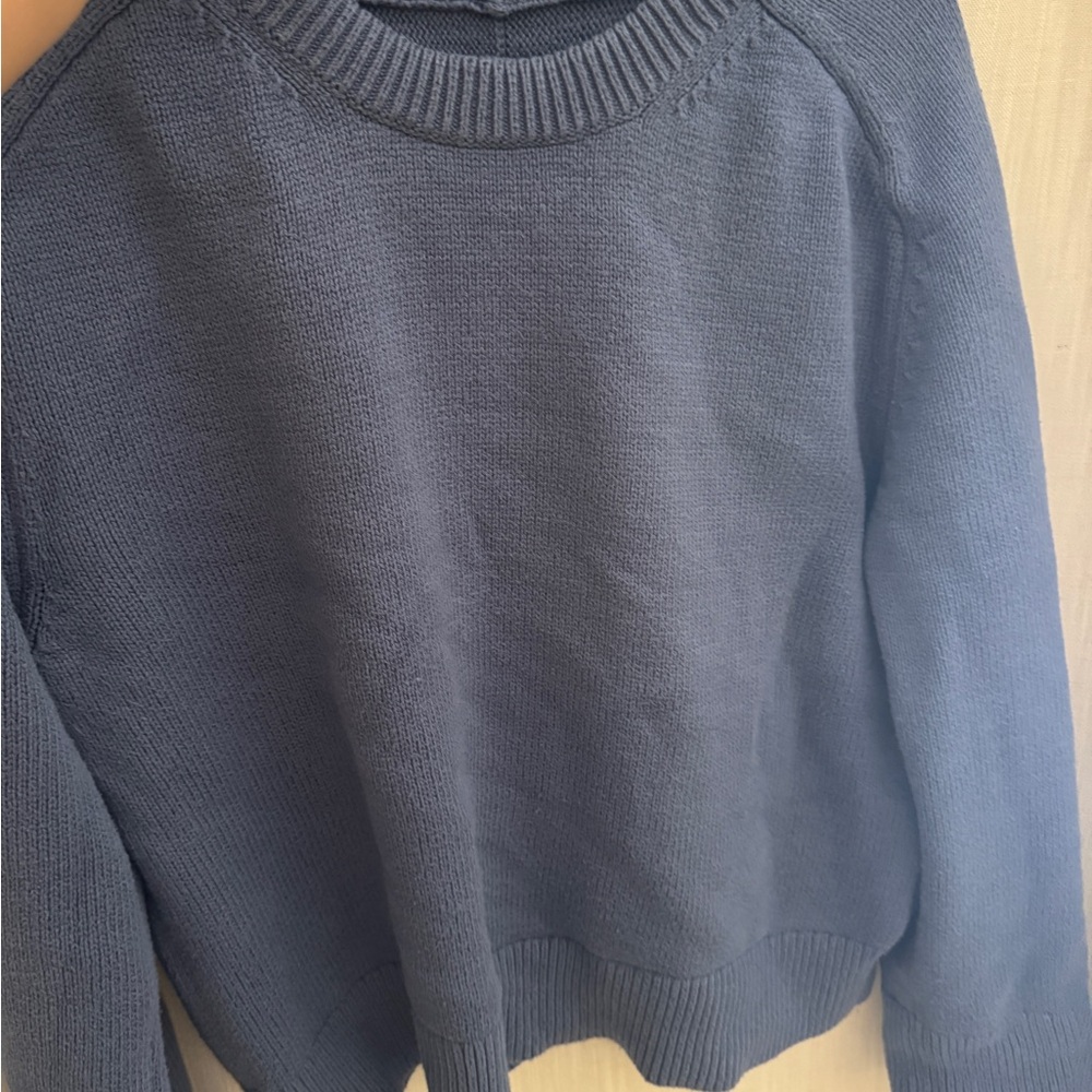 Slate Blue Abercrombie & Fitch Crew Neck Madeline Sweater